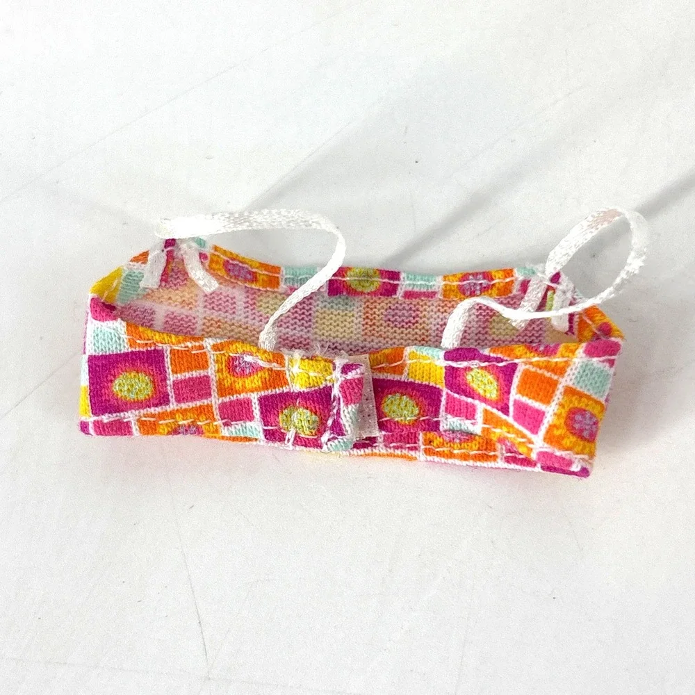 Vtg 90s Y2K Barbie‎ Bikini Floral 2-Piece Swimsuit Pink Orange
